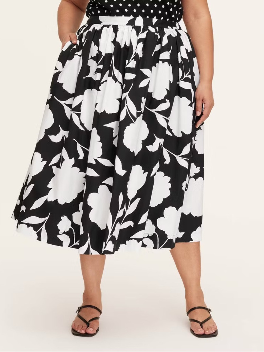 Kate Spade Target Collaboration Black & White Floral Midi lined Skirt - Women